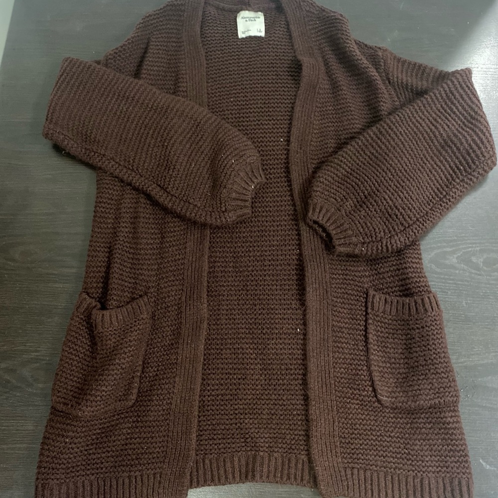 Womens Abercrombie & Fitch Maroon open knit cardigan. Size Small
